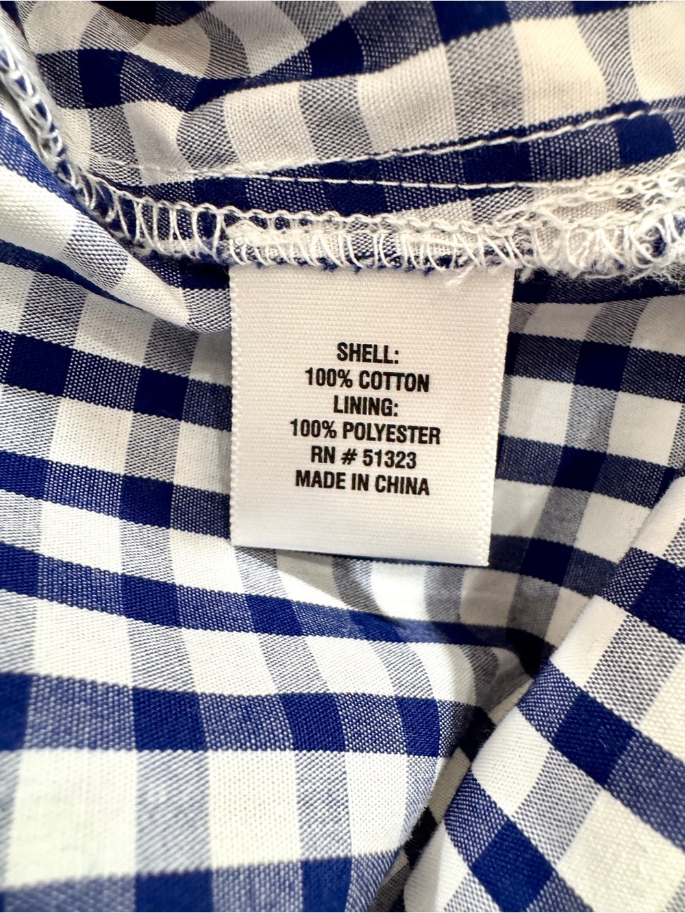CeCe Blue White Gingham Puff Sleeve Cotton Blouse Square Neck Top M - Picture 7 of 7
